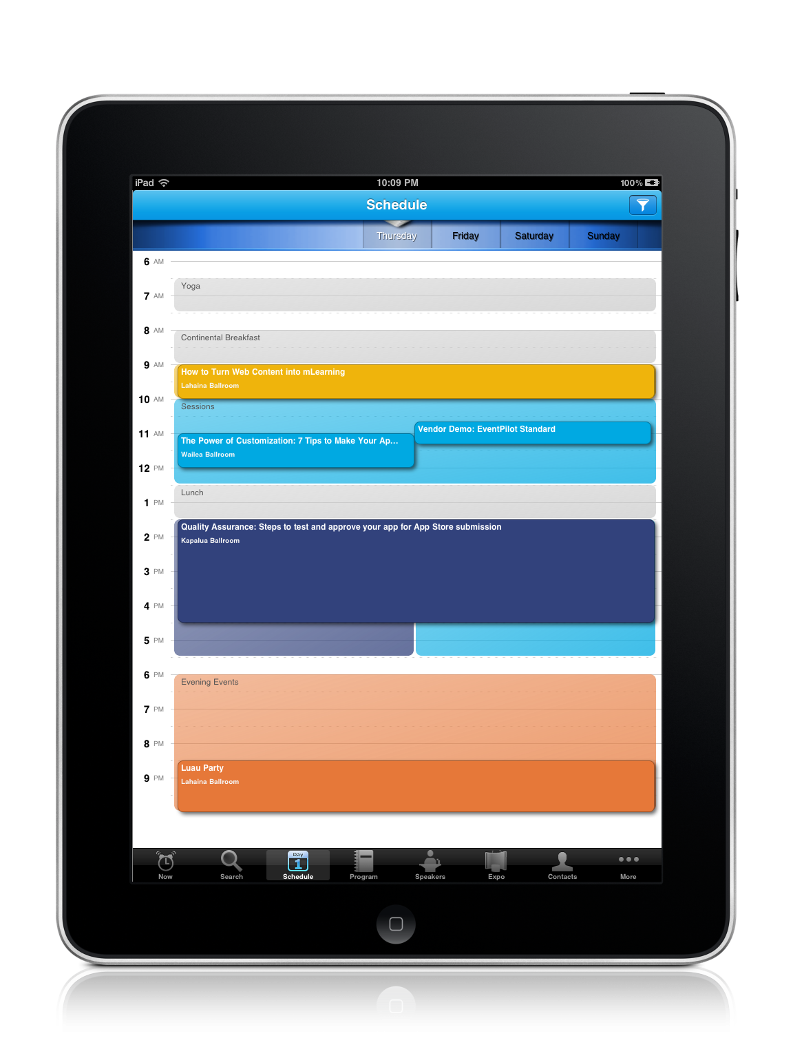 Visual Conference Schedule on iPad Event Technology by ATIV Software