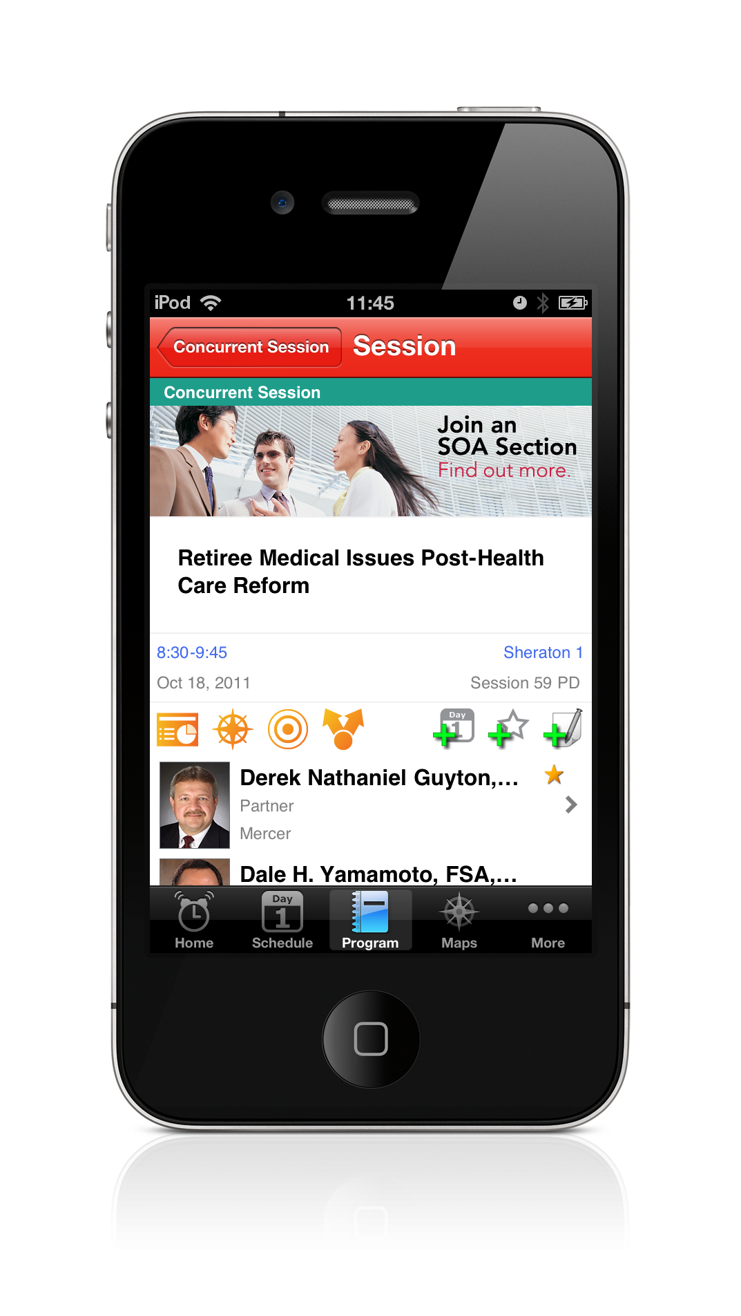 EventPilot conference app on iPhone Session Detail View Event