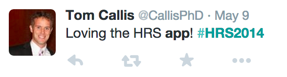 Twitter - HRS attendee tweet: loving medical meeting app