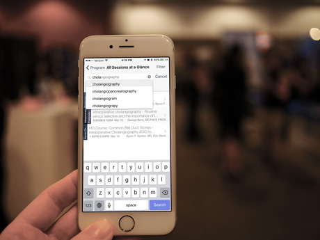 Search engine in medical conference app
