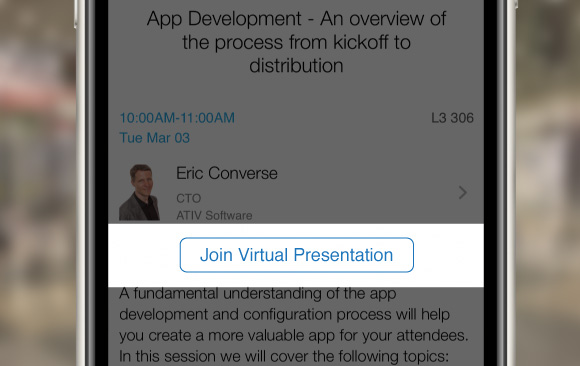 Join virtual session via conference app