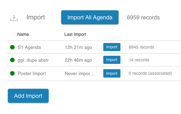 Merge different data import sources in the Conference app builder