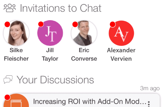Chat invitations at conference in event app