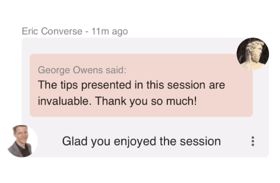 Session chat direct reply in EventPilot meeting app