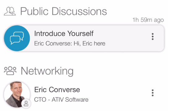 Search within discussion chats and across attendee list within event app