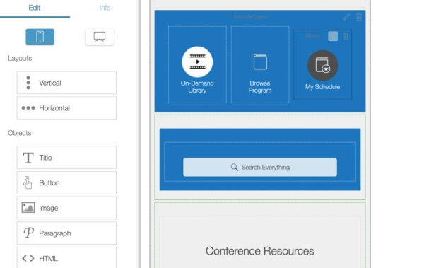 Design home screen and define settings in conference app builder