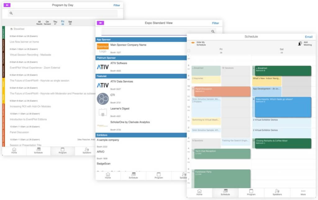 mobile web eventapp with visual schedule view