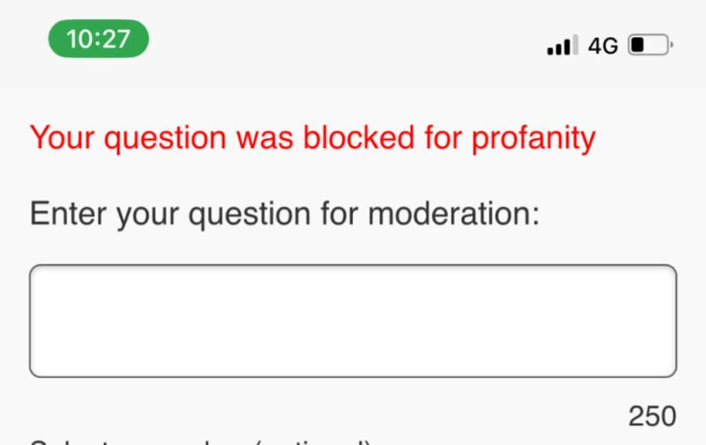Moderated Session Q&A with profanity filter