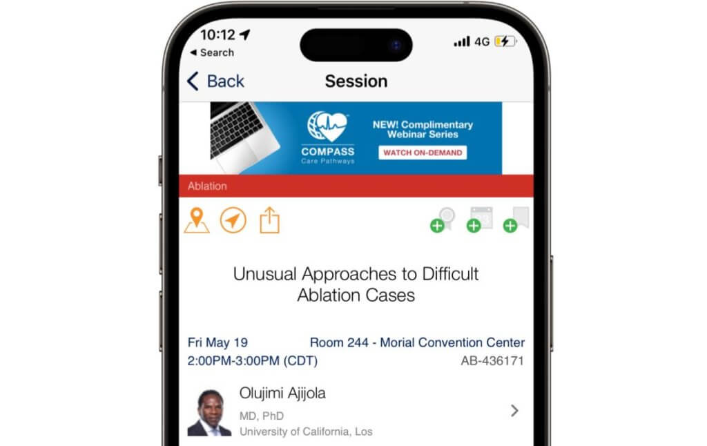 Session ad slot for ACCME compliance in medical meeting app