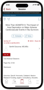 iPhone ASH Presentation level session in scientific conference app