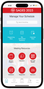 SAGES medical conference app home screen