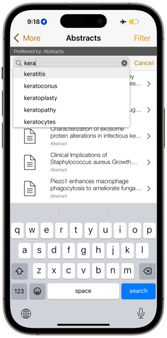 ARVO offline Abstract search in event app iPhone ARVO offline full text abstract search for ScholarOne imported data