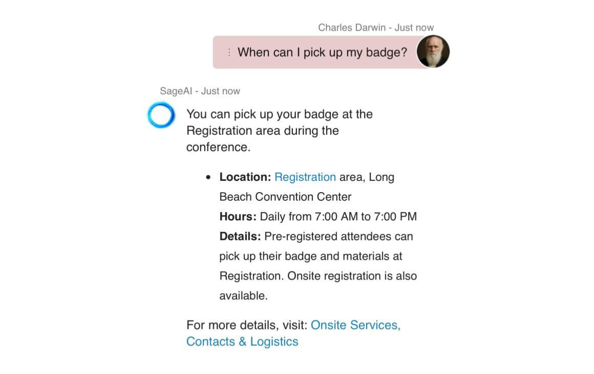 AI Assistant: When can I pick up my badge?