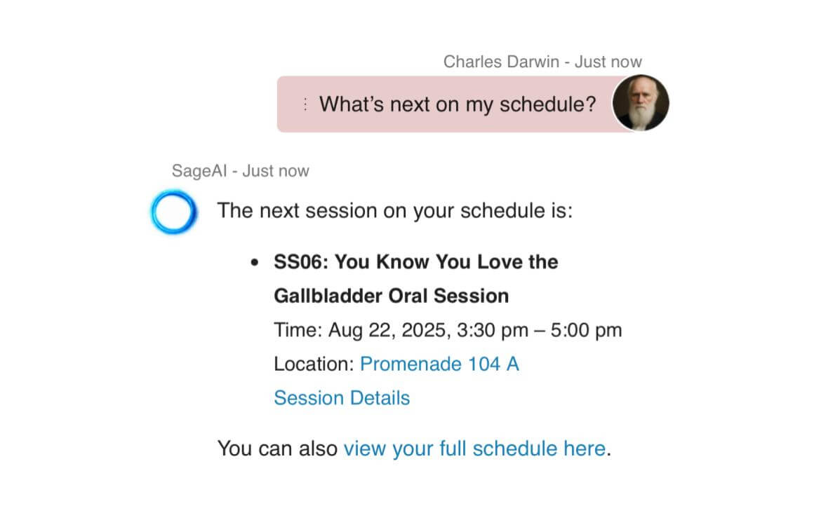 AI Assistant in event app: What's next on my schedule?