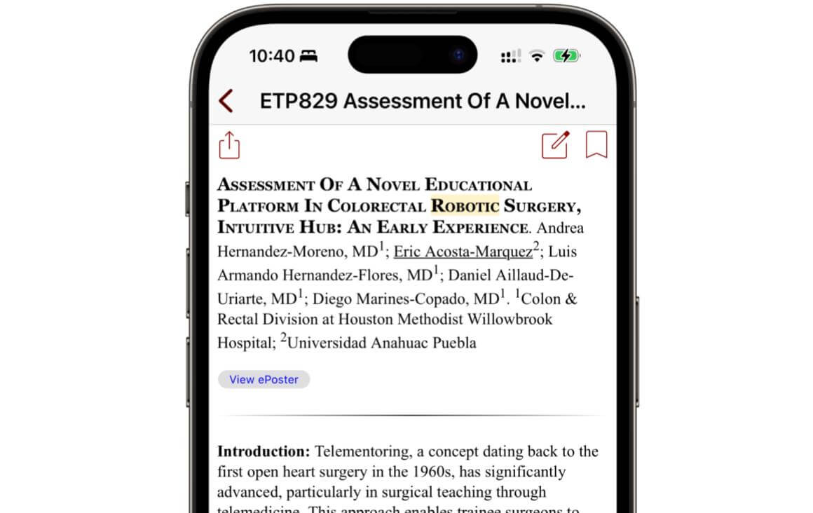 Search term highlighting in event app