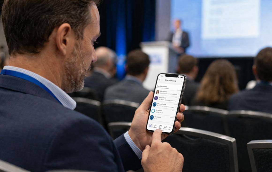 chat dashboard networking hub in scientific conference app
