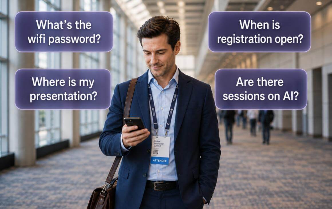 Conference Attendee using AI Assistant Conference Attendee using AI Assistant